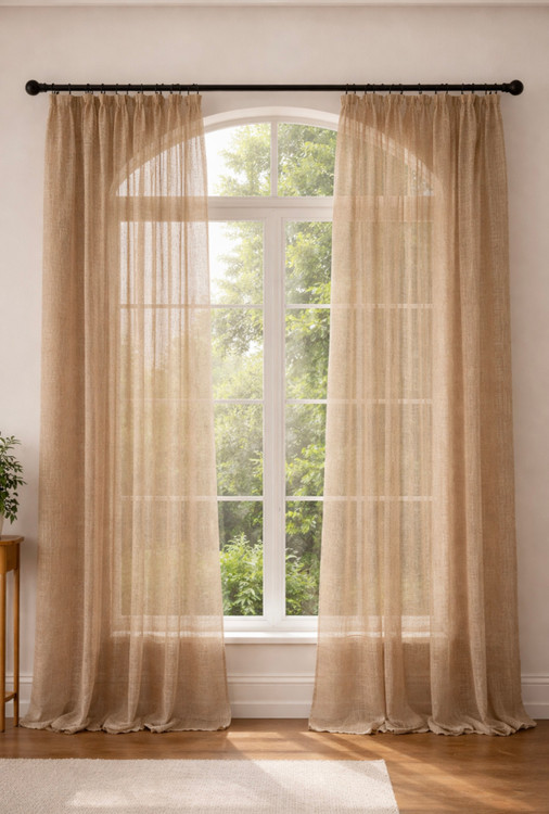 پرده حریر کتان نازلی نسکافه ای