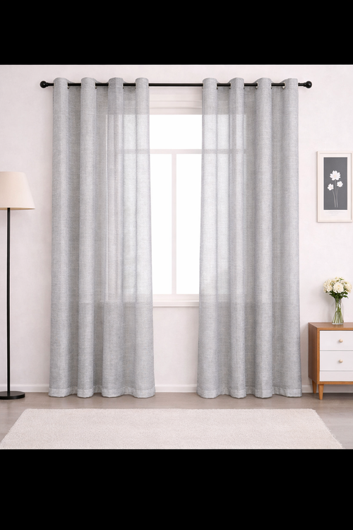 پرده حریر کتان نازلی طوسی