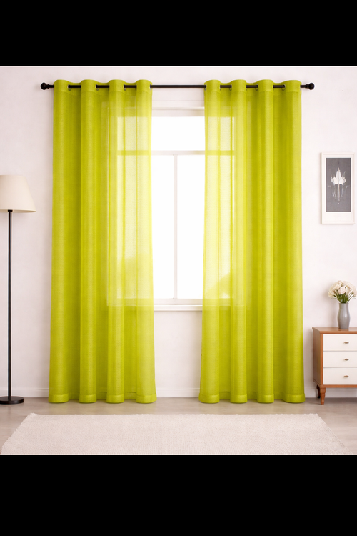 پرده حریر کتان نازلی سبز