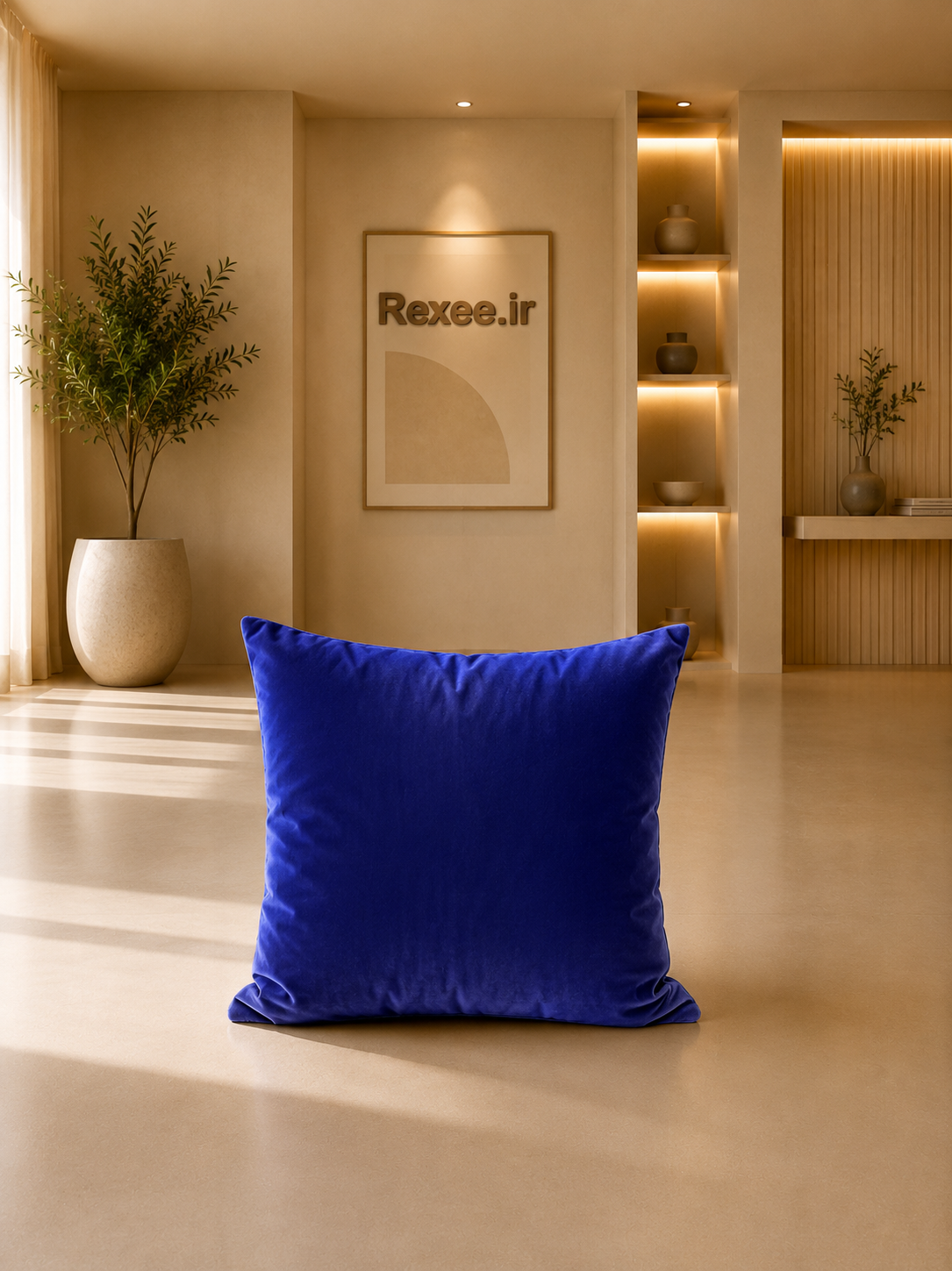 کوسن مبل مخمل آبی کاربنی (40*40)
