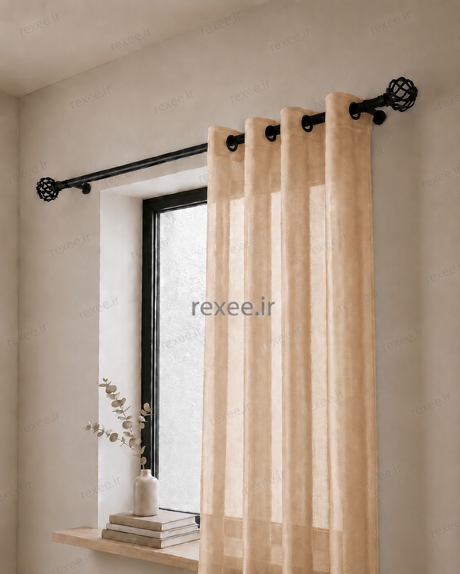 پرده حریر ساده مات نسکافه ای شتری