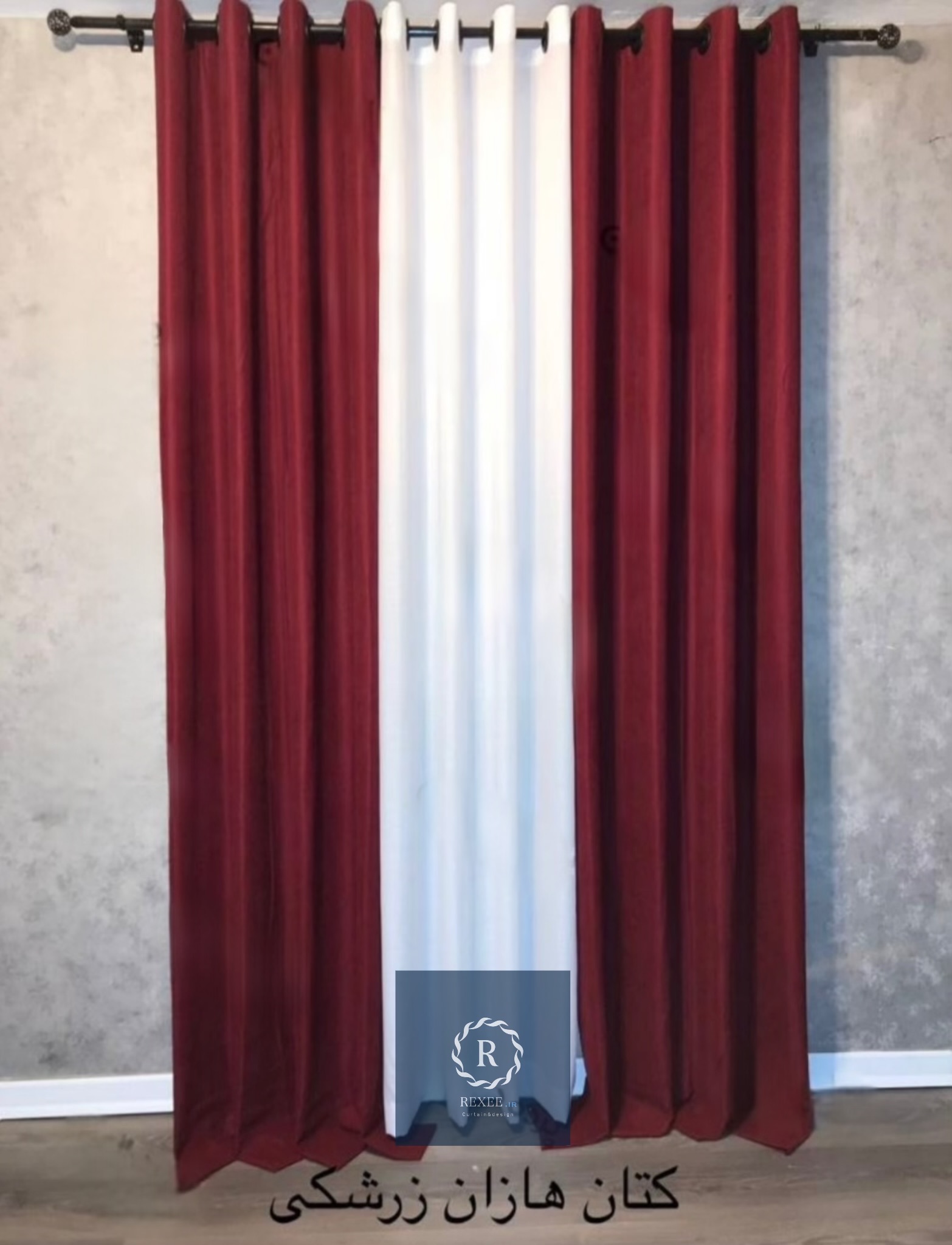 پرده مخمل کتان گارنت زرشکی