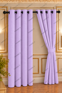 پرده مخمل کتان هازان یاسی